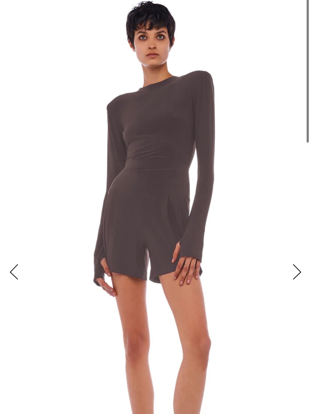 NORMA KAMALI -  SHOULDER PAD LONG SLEEVE CREW TOPS